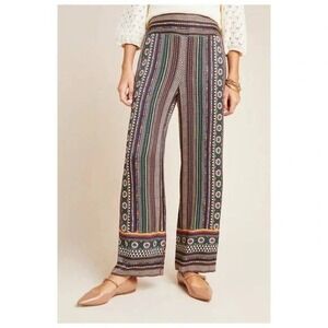 FARM Rio Anthropologie Wide Leg Flowy Pants Boho Tribal Print Medium Festival